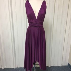 Convertible twist wrap bridesmaid dress in purple
